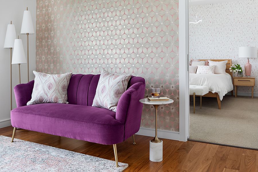 Contrasting wallpaper in two adjacent rooms.