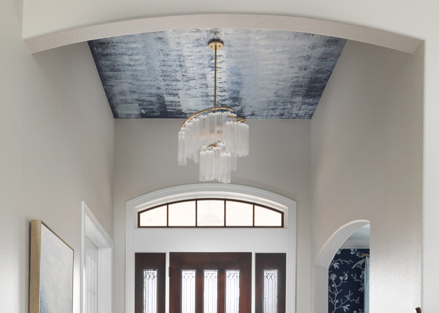 Wallpaper on the ceiling can be a creative way to add drama and interest to a room.