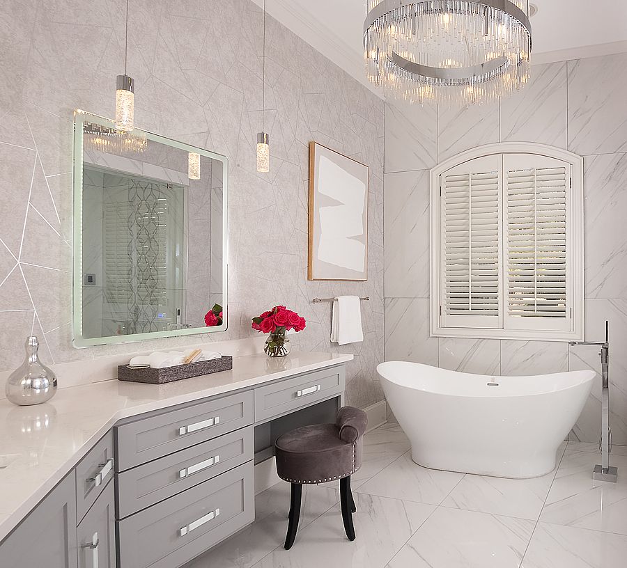 Wallpaper is still a popular alternative to paint, especially in bathrooms.